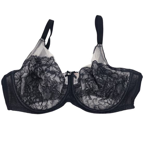 Wacoal Black Retro Chic Full Figure Underwire Bra Style # 855186 Size 42D - Picture 2 of 5